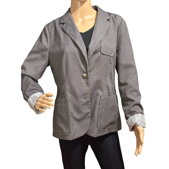 Gap Gray  Jacket with White and Black Lining Inside Of Sleeves Size Medium - Picture 7 of 10